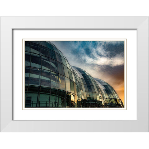 Twilight Domes White Modern Wood Framed Art Print with Double Matting by Wride, Linda