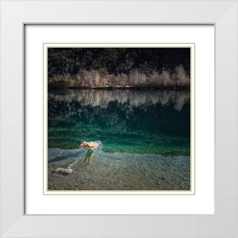 mergulho White Modern Wood Framed Art Print with Double Matting by Fangueiro, Jose