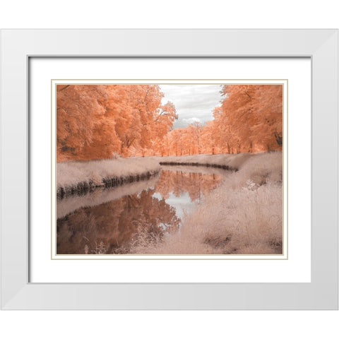 Saarkanal White Modern Wood Framed Art Print with Double Matting by Bauer, Klaus