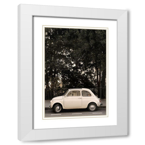 Little Car In Paris White Modern Wood Framed Art Print with Double Matting by 1x Studio III