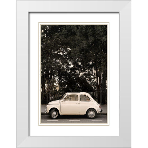 Little Car In Paris White Modern Wood Framed Art Print with Double Matting by 1x Studio III