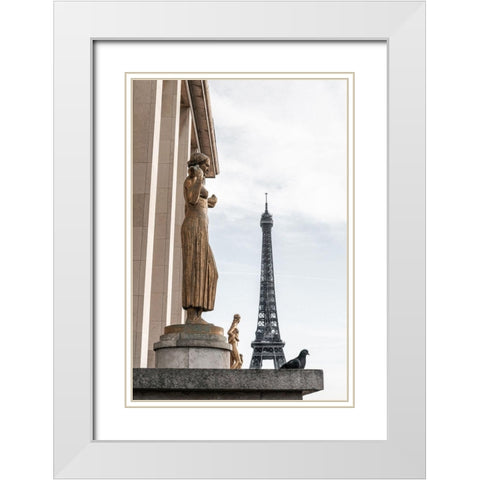 Eiffel Tower Paris White Modern Wood Framed Art Print with Double Matting by 1x Studio III