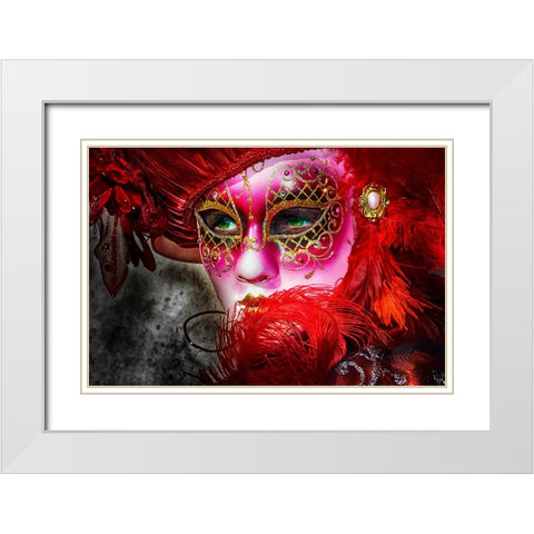 Green eyes and the mask White Modern Wood Framed Art Print with Double Matting by Cavalli, Giovanni