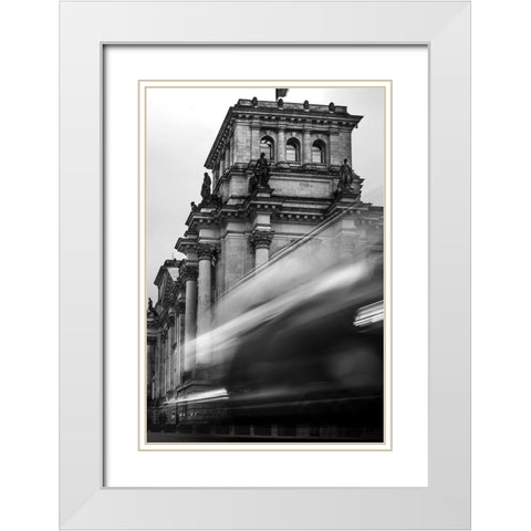 Untitled White Modern Wood Framed Art Print with Double Matting by Bar, Adi