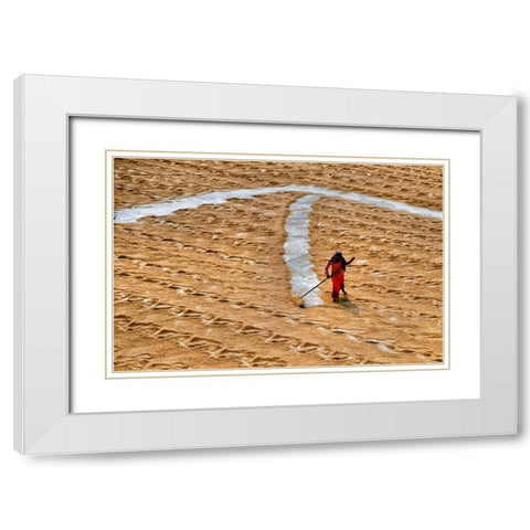 Paddy Drying9 White Modern Wood Framed Art Print with Double Matting by Nandi, Shaibal