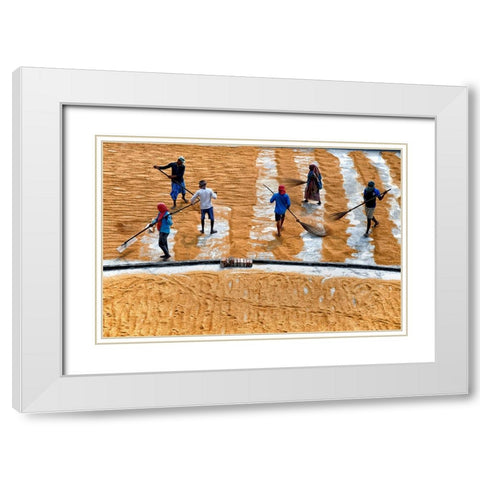Paddy Drying13 White Modern Wood Framed Art Print with Double Matting by Nandi, Shaibal