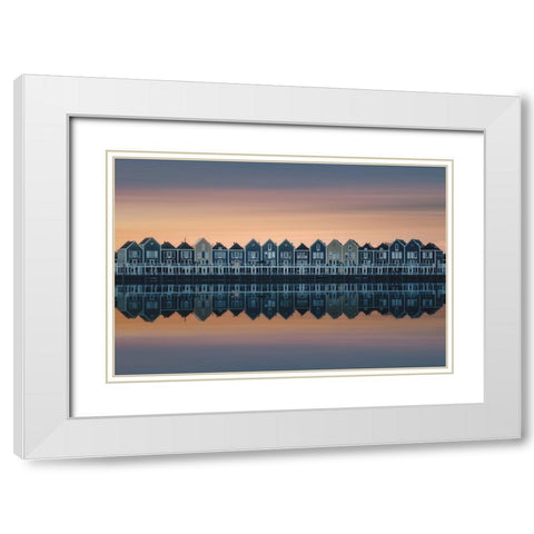 Drifting Houses White Modern Wood Framed Art Print with Double Matting by De Franzoni, Thomas