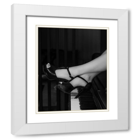 Clavier White Modern Wood Framed Art Print with Double Matting by Keramati, Saeed