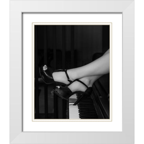 Clavier White Modern Wood Framed Art Print with Double Matting by Keramati, Saeed