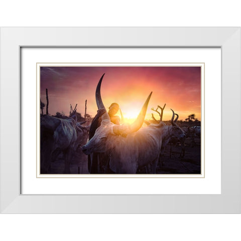 MundariS Cow Man White Modern Wood Framed Art Print with Double Matting by Yosifov, Svetlin
