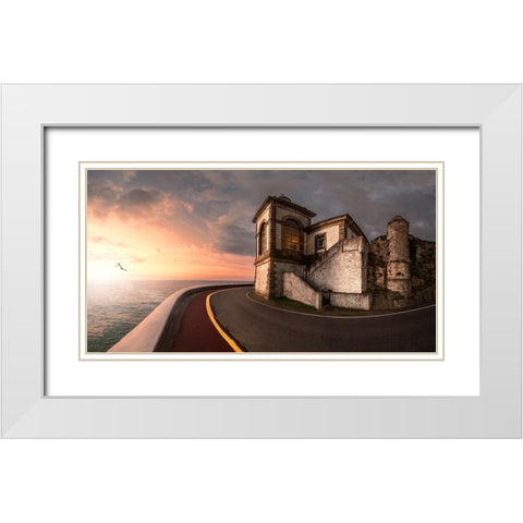 Faro De Luarca White Modern Wood Framed Art Print with Double Matting by Mymon, Noam