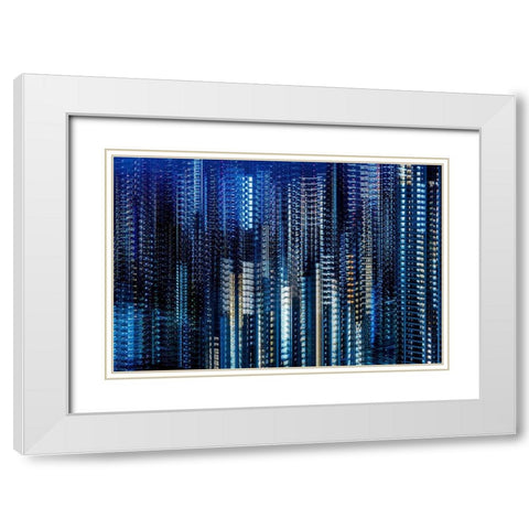 Tokyo Layers White Modern Wood Framed Art Print with Double Matting by Makoto, Sasaki