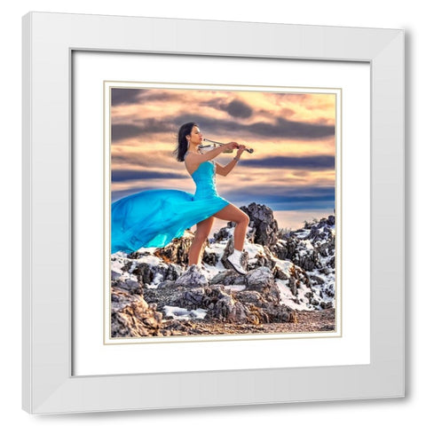 Tanya-The Queen Of The Violin White Modern Wood Framed Art Print with Double Matting by Nanev, Vasil