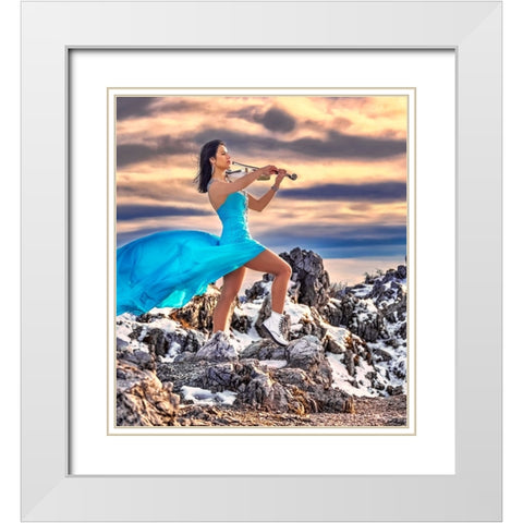 Tanya-The Queen Of The Violin White Modern Wood Framed Art Print with Double Matting by Nanev, Vasil