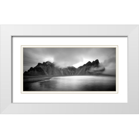 Vestrahorn White Modern Wood Framed Art Print with Double Matting by Engstrom, Erik