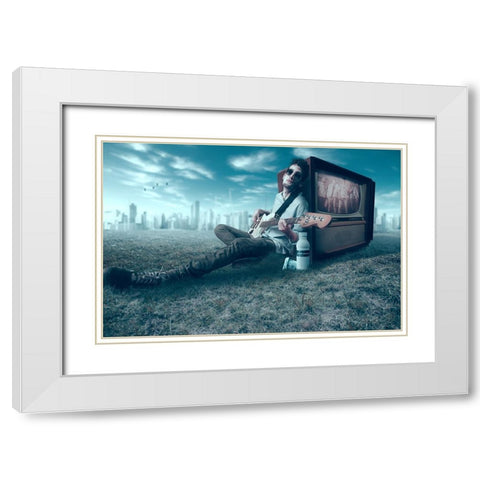 Good Old Days White Modern Wood Framed Art Print with Double Matting by Mymon, Noam