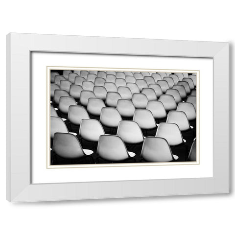 Seats White Modern Wood Framed Art Print with Double Matting by Pfeiffer, Peter