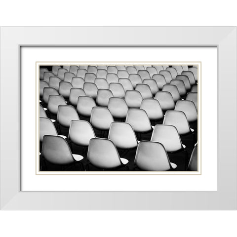Seats White Modern Wood Framed Art Print with Double Matting by Pfeiffer, Peter