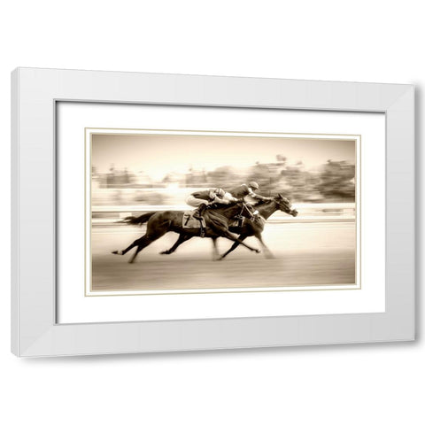 Racing White Modern Wood Framed Art Print with Double Matting by Little7