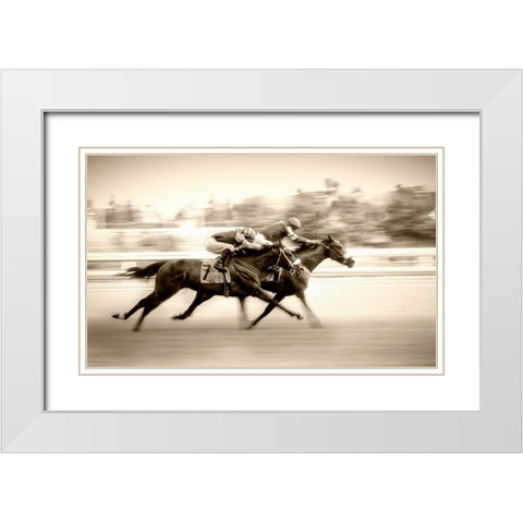 Racing White Modern Wood Framed Art Print with Double Matting by Little7
