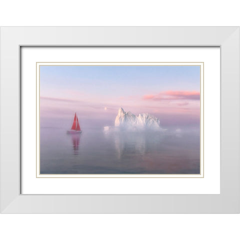 Midnight Sun White Modern Wood Framed Art Print with Double Matting by Jiao, Yang