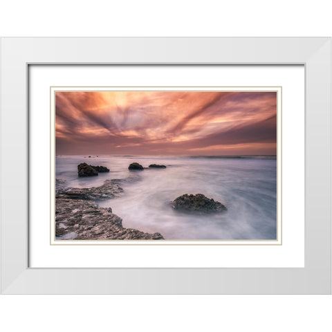 Stones White Modern Wood Framed Art Print with Double Matting by Ehrlich, Amir