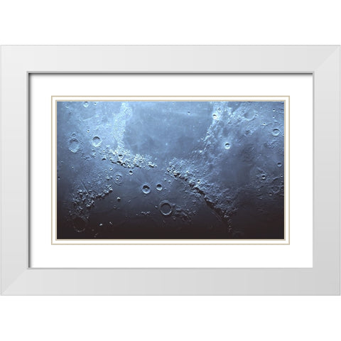 Mountains A Oceans Of The Moon White Modern Wood Framed Art Print with Double Matting by Chakrabarti, Basudeb
