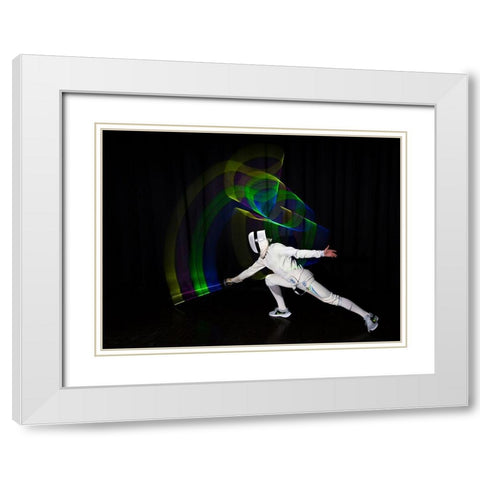 Fencing In Colours White Modern Wood Framed Art Print with Double Matting by Van Der, Herman