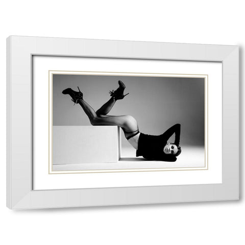 Angelina White Modern Wood Framed Art Print with Double Matting by Markachev, Leonid