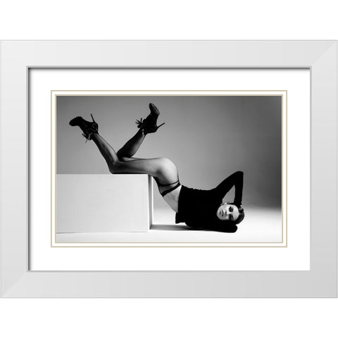 Angelina White Modern Wood Framed Art Print with Double Matting by Markachev, Leonid
