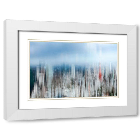 tokyo layers White Modern Wood Framed Art Print with Double Matting by Makoto, Sasaki