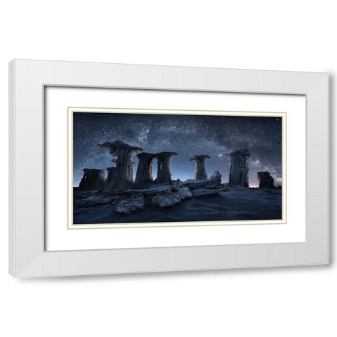 Primival Arch and Columns White Modern Wood Framed Art Print with Double Matting by Xu, Simon