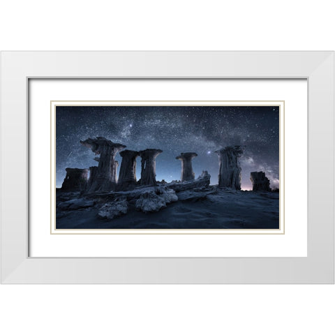 Primival Arch and Columns White Modern Wood Framed Art Print with Double Matting by Xu, Simon