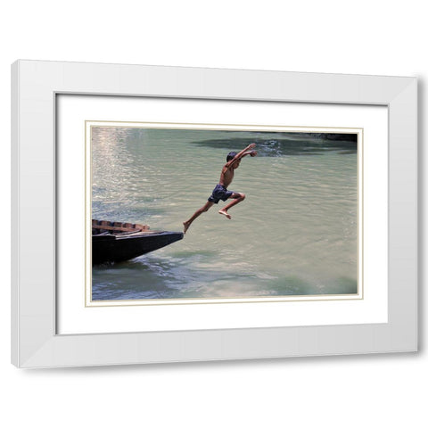 Childhood The Beautiful Station Of Life White Modern Wood Framed Art Print with Double Matting by Rahman, Pinu