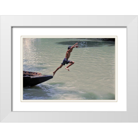 Childhood The Beautiful Station Of Life White Modern Wood Framed Art Print with Double Matting by Rahman, Pinu