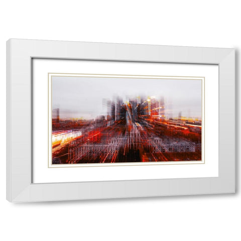 Tron City White Modern Wood Framed Art Print with Double Matting by Chiriaco, Carmine