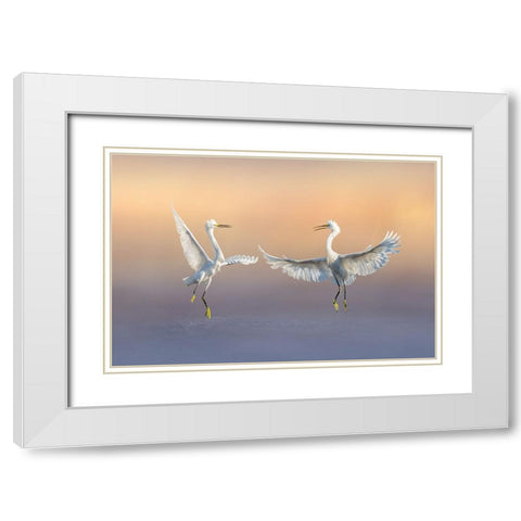 Happily Forever White Modern Wood Framed Art Print with Double Matting by Zhao, Qing