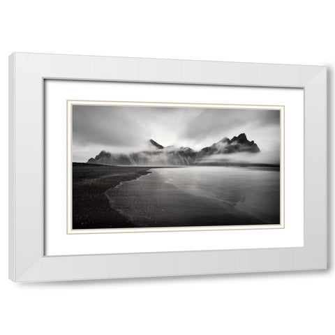 Vestrahorn White Modern Wood Framed Art Print with Double Matting by Engstrom, Erik