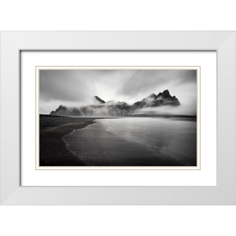 Vestrahorn White Modern Wood Framed Art Print with Double Matting by Engstrom, Erik