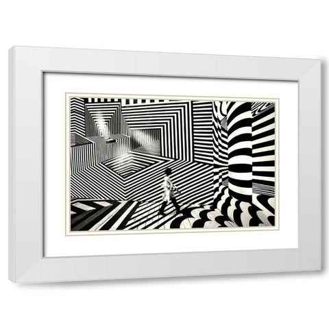 Pattern Walk 2 White Modern Wood Framed Art Print with Double Matting by Das, Avishek