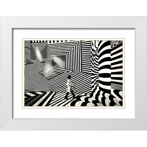 Pattern Walk 2 White Modern Wood Framed Art Print with Double Matting by Das, Avishek