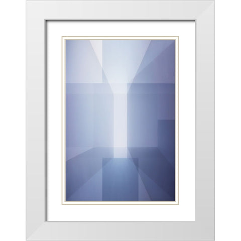Abstract in blue White Modern Wood Framed Art Print with Double Matting by Van Son, Greetje