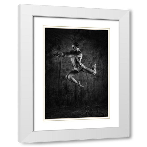 Triangle White Modern Wood Framed Art Print with Double Matting by Paritskiy, Oles