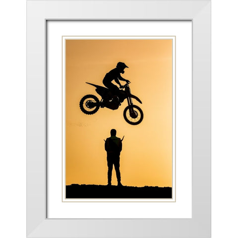 jump over White Modern Wood Framed Art Print with Double Matting by Allam, Abdelkader