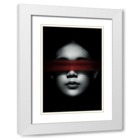 Blindfolded White Modern Wood Framed Art Print with Double Matting by Sungkono, Heru