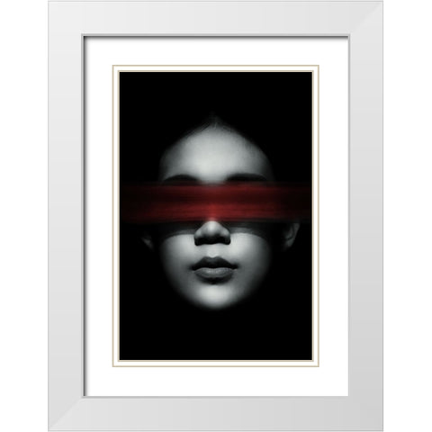 Blindfolded White Modern Wood Framed Art Print with Double Matting by Sungkono, Heru