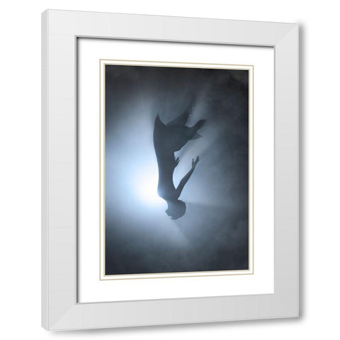 Falling White Modern Wood Framed Art Print with Double Matting by F, Terry