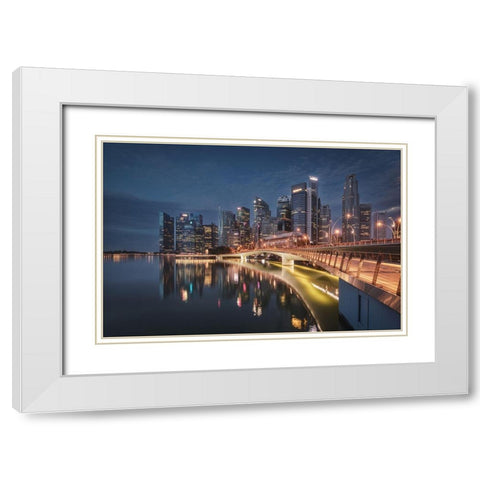 Singapore Views White Modern Wood Framed Art Print with Double Matting by Romero Salamanca, Juan