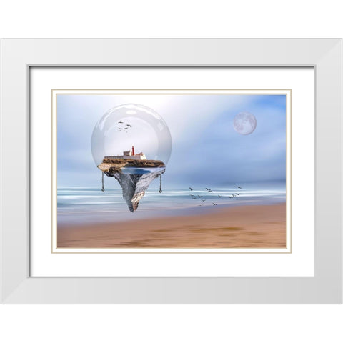 The Lighthouse White Modern Wood Framed Art Print with Double Matting by Martins, Vitor