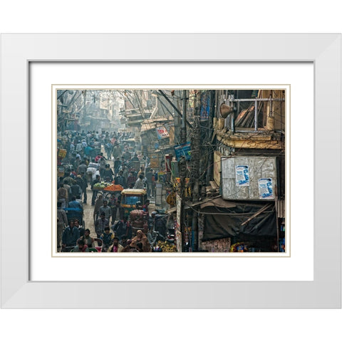 In Pursuit Of A Living White Modern Wood Framed Art Print with Double Matting by Dubey, Prateek